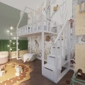 Łóżko domek antresola ze schodkami i szufladami z boku - Malowane na biało